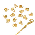 50pcs Gold Fitting Ball Chain Calotte Crimps Beads Connectors End Clasps DIY Bracelet Necklace Jewelry Accessories