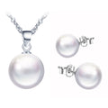 925 Sterling Silver Earrings Necklace Pearl Jewelry Set for Women