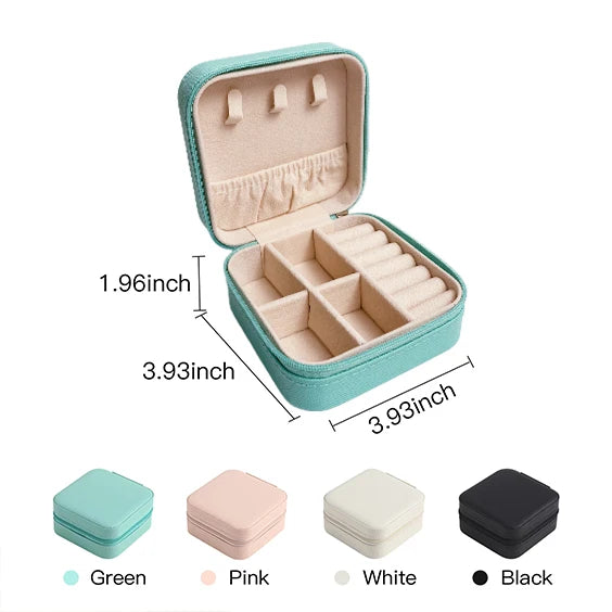 Small Travel Size Leather & Paper Jewelry Organizer Case Mini Jewellery Storage Box for Earrings for On-the-Go Use