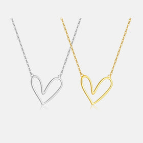 FUAMAY Fashion Simple 925 Sterling Silver Necklace Minimalist Hollow Irregular Heart Necklace