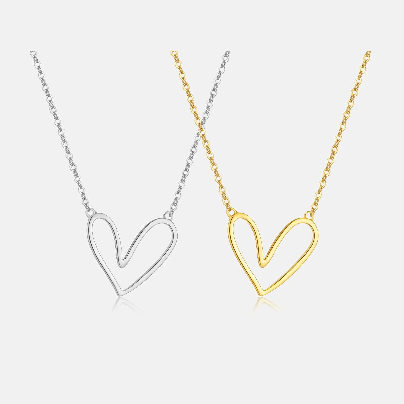 FUAMAY Fashion Simple 925 Sterling Silver Necklace Minimalist Hollow Irregular Heart Necklace