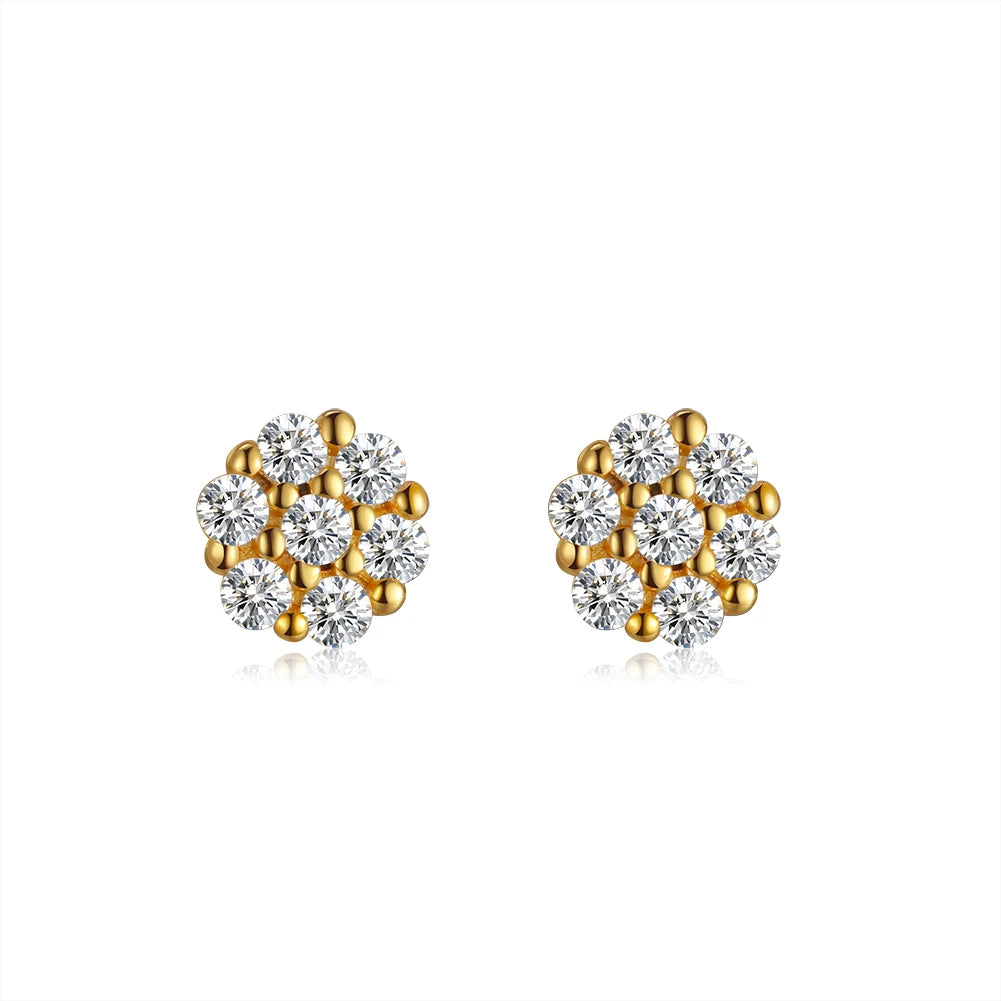 RINNTIN APE04 New Design 14K Gold Plated Lady Earring Jewelry 925 Sterling Silver Earrings High Quality Flower Stud Earings