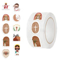 500Pcs Boho Style Jesus Logo Roll Stickers 1 inch Bohemian Christian Envelope Sealing Sticker