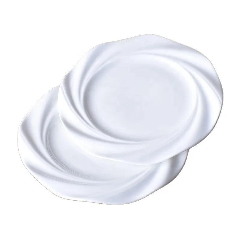 Unbreakable Restaurant Dinnerware 10 Inch Flower White Round Charger Serving Melamine Plate