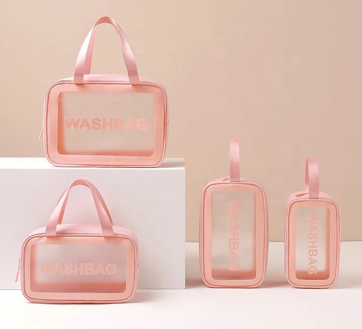 2023 Hot Sale Waterproof Women Cosmetic Bags or Pouches Lightweight Transparent Pvc Wash Bag Custom Makeup Toiletry Bag