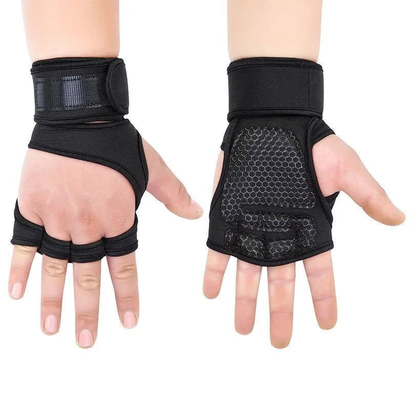 Fitness Fingerless Wrist Support Anti-slip Breathable Weightlifting Gym Riding Half-finger Gloves