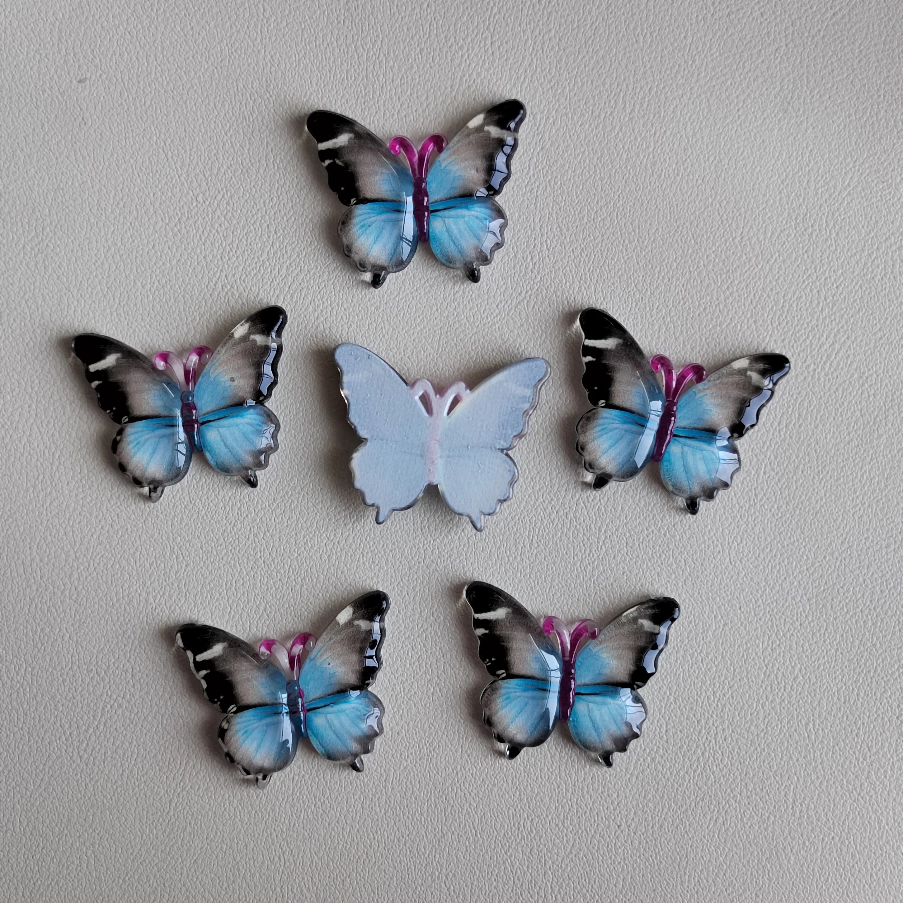 New Sweet 100 Pcs Mixed Colors Spring Butterfly Resin Cabochons 3D Insect Flatback Charm for Jewelry Making DIY