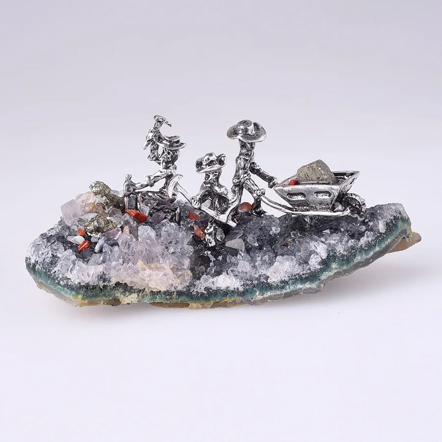 Creative Amethyst Cluster and  Miner Ornaments for Table Decoration