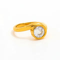 18K PVD  Tarnish Free & Waterproof Water Drop Cubic Round Zirconia Stainless Steel Irregular Ring Jewelry