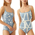 Wholesale 3001 Double Sided Print High Waist Swimwear Conservative Bathing Suits Tummy Control  One Piece Swimsuits for Women