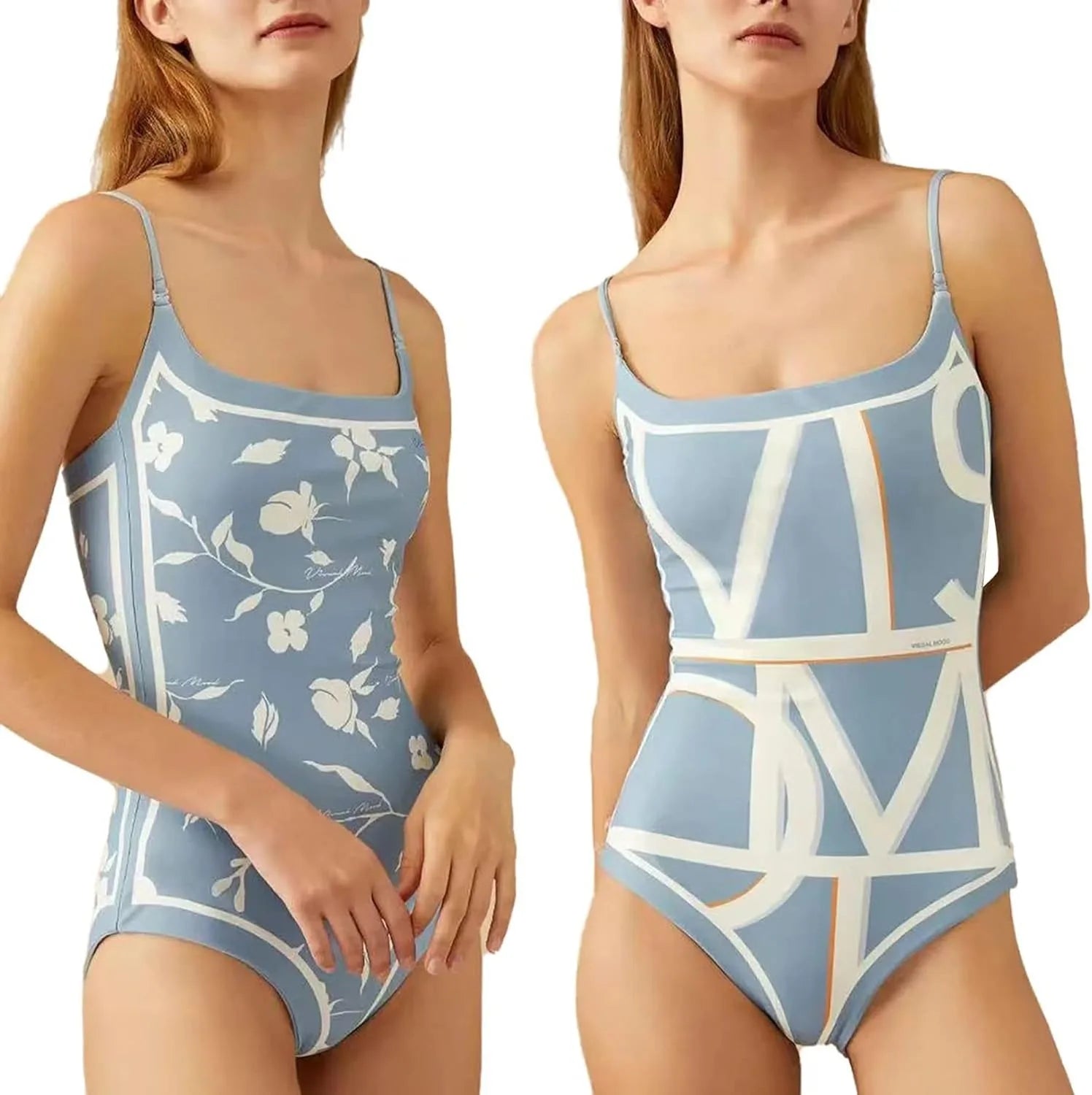 Wholesale 3001 Double Sided Print High Waist Swimwear Conservative Bathing Suits Tummy Control  One Piece Swimsuits for Women