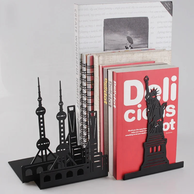 Students' Shaped Black Metal Bookends Holder Stock Landmarks Product
