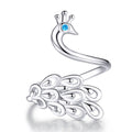 Factory Wholesale 925 Sterling Silver Peacock Opening Ring for Women Adjustable Rings Wedding Luxury Jewelry SCR592