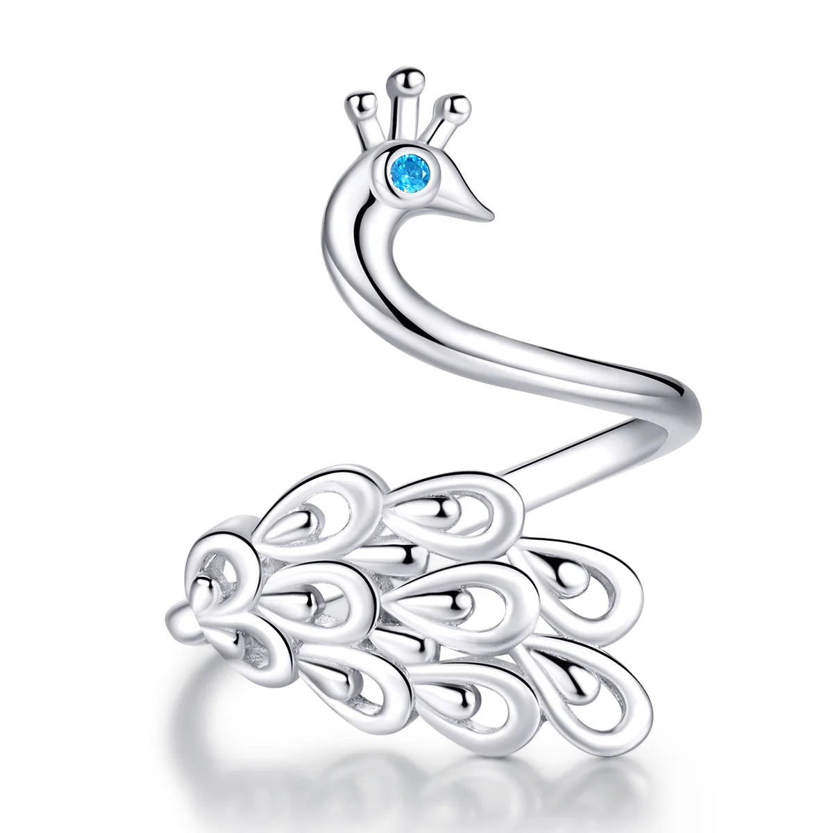 Factory Wholesale 925 Sterling Silver Peacock Opening Ring for Women Adjustable Rings Wedding Luxury Jewelry SCR592