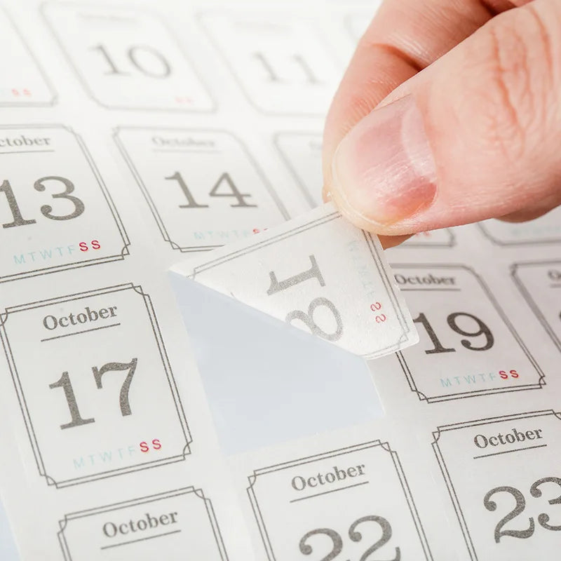 12 Sheets/set 365 Days Calendar Sticker Material Paper Writing Cards DIY Diary Scrapbooking Decoration Journal Agenda Planner