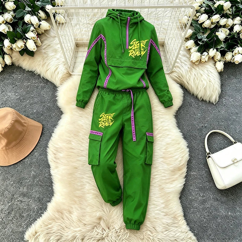 Wholesale XXL Men's Track Suit Sets Custom Logo Polyester Sweatpants and Hoodie with Cargo Jogging Pants Sportswear Shirt