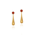 High-End Fashion Stainless Steel Earrings for Women Natural Red Agate Matte Teardrop Water Drop Design Fancy High-End Earrings