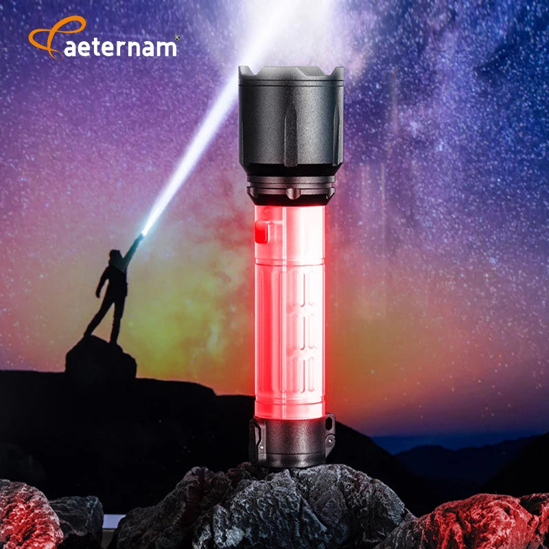 White Lazer Telescopic Zoom Power Bank Side Light Waterproof Rechargeable Usb Led Tactical Torch Work Light Outdoor Flashlights