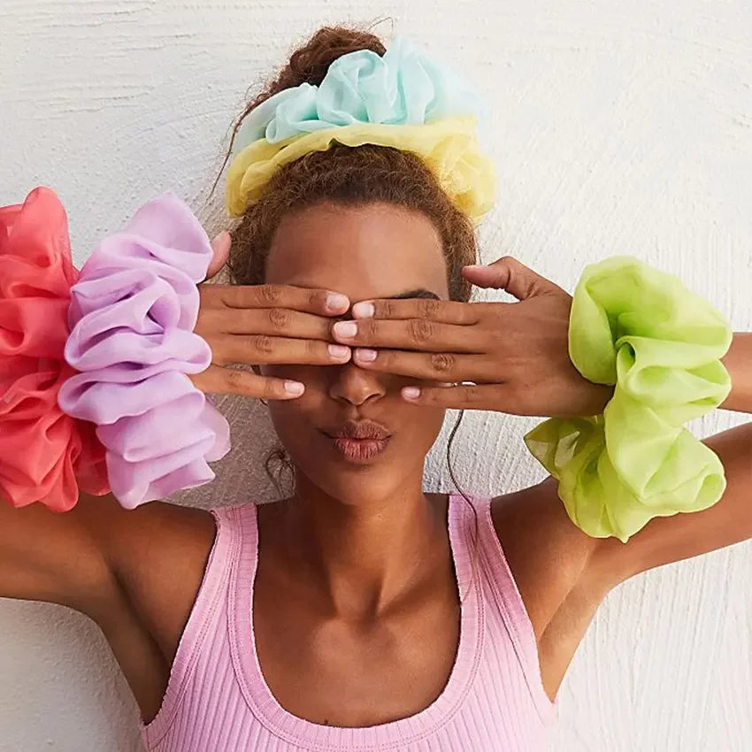 Sicher Wholesale Oversized Hair Ties Designer Extra XL Jumbo Giant Scrunchy 18 Cm Large Satin Solid Color Hair Scrunchies