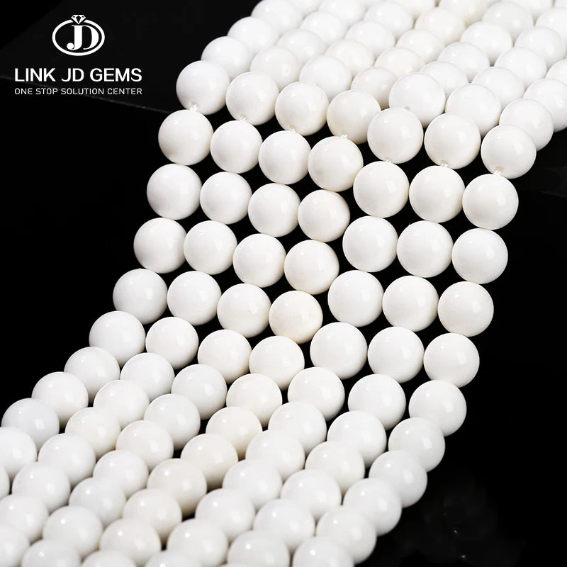 JD 4/6/8/10/12/14mm Pick Size 5A Natural Stone Beads Tridacna Clam White Round Beads for Jewelry Making Diy Bracelet Necklace