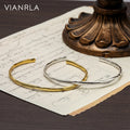 VIANRLA 925 Sterling Silver Bracelet Hammered Gold Plated Cuff Bangle Hand Bangle Jewelry