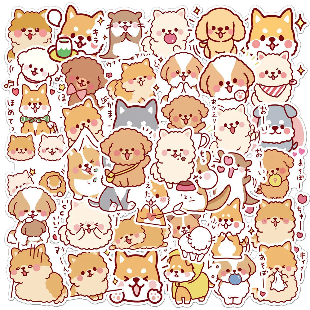 50Pcs Mini Kawaii Shiba Inu Dog Washi Stickers Label for Home Wall Notebook Laptop Waterproof Cute Pet Sticker