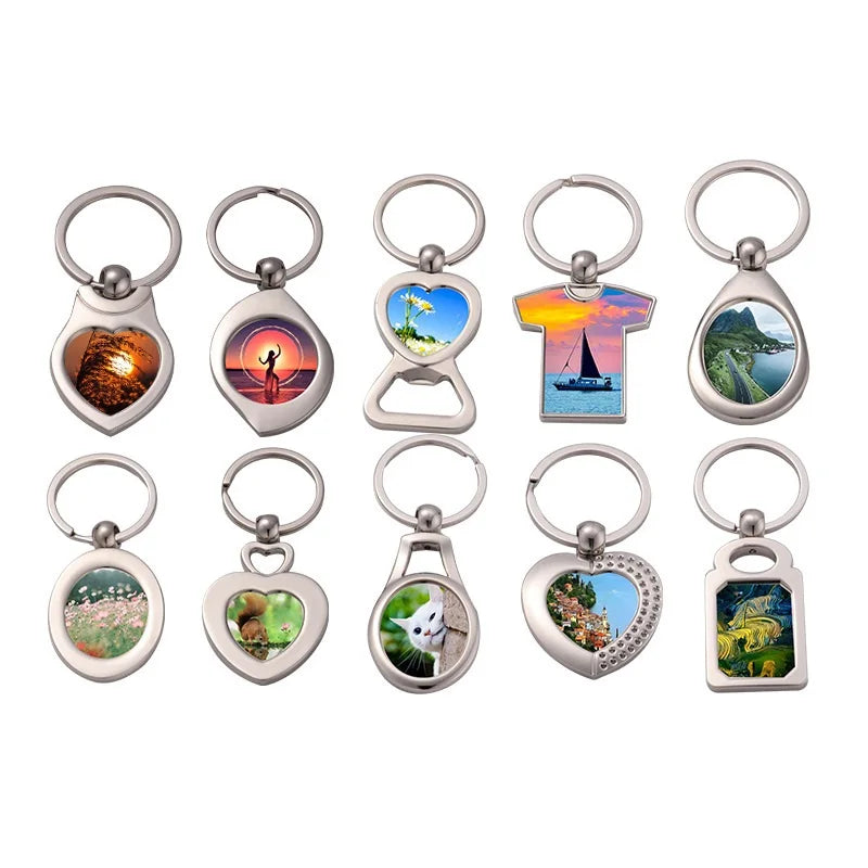 Creative Blank Heat Transfer Keychain Accessories Personalized Simple Diy Printed Patch Keychain Custom Photo Key Chain