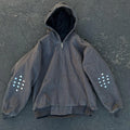 Customized Heavy Fabric Unisex Oversize Acid Washing Effect Button Belt Trim Terry Vintage Casual Hoodie
