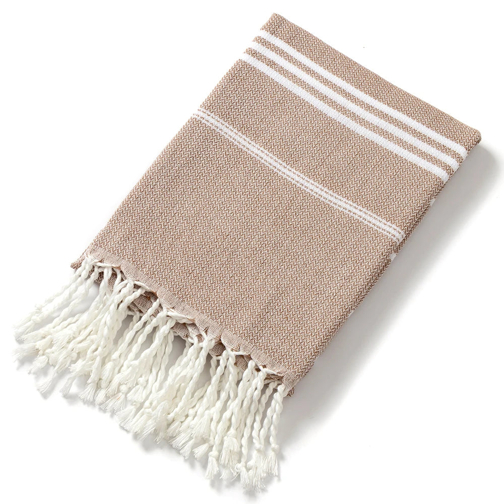 Modern Turkish Cotton Square Bath Beach Towel Quick Drying Sand Free Woven with Customizable Stripe Design Travel All-Season