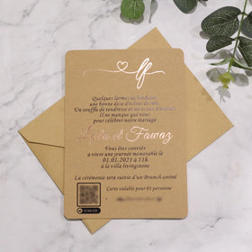 Custom Logo Classical Music Style Wedding Paper Invitation Cards Gold and Black Kraft Paper with Blank Envelopes