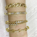 BC2107 18K Gold Plated Bracelet CZ Baguette Micro Pave Pyramid Spike Horseshoe Coffee Bean Link Chain Hand Cuff Bangle Bracelet