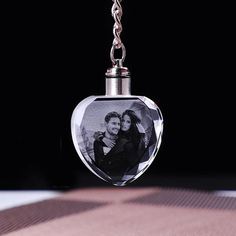 Custom 3D Laser Engraved LED Crystal Keychain Muslim & Islam-Themed Souvenir Gift Handcrafted Other Crystal Crafts