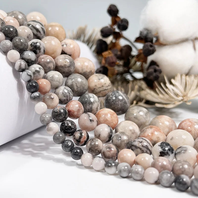 Wholesale Pink Zebra Jasper for Jewelry Making Beads Natural Pink Zebra Jasper Round Gemstone Loose Beads