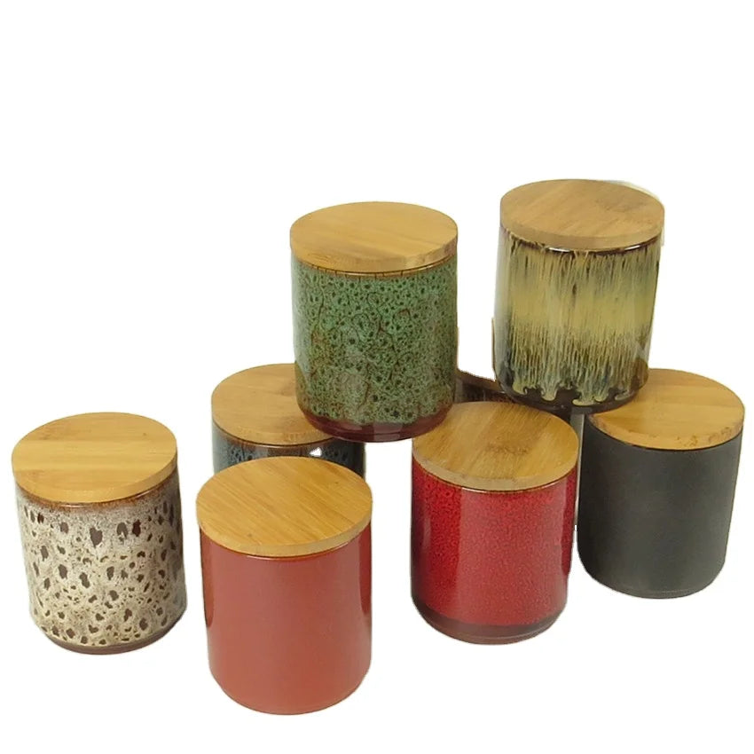 Multi-color Purple Clay Sealed Pot Small Square Ceramic Tea Storage Tank Bamboo Lid Freshness Preservation Home Restaurant