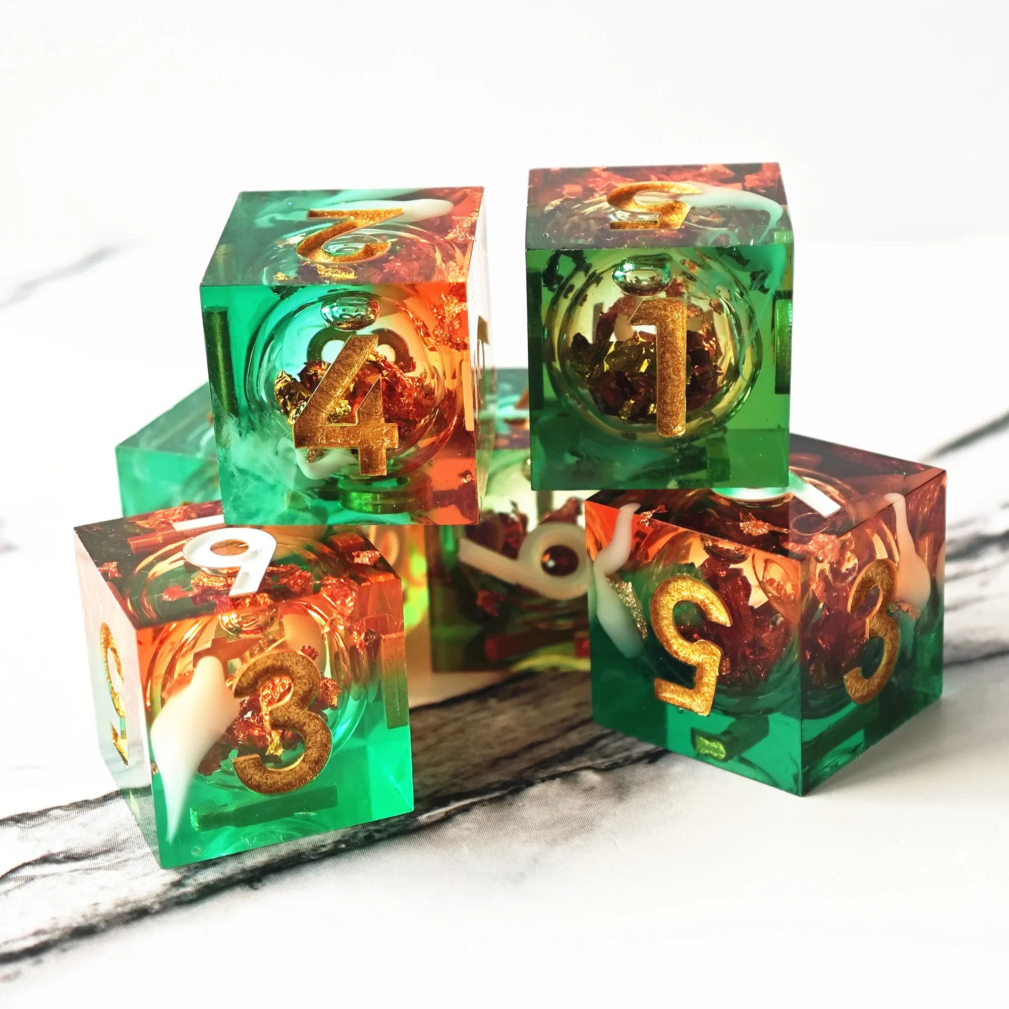 MINI PLANET Liquid Core 16mm 6pcs D6 Dice Handmade Polyhedral DND 6 Sided Dice Set RPG Board Game Custom Wholesale Resin D6 Dice