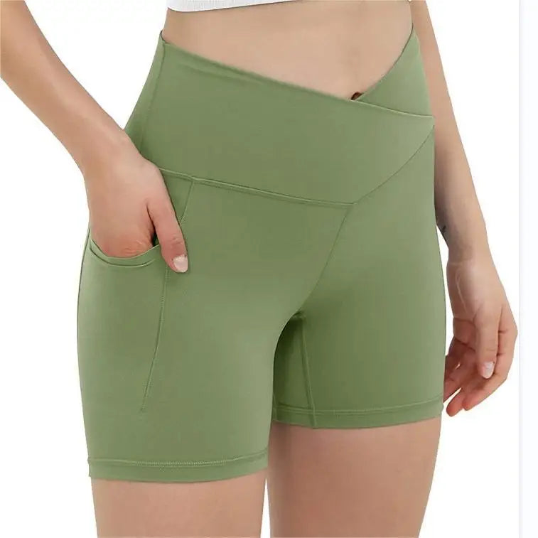 L23007 Women Crisscross Workout Short High Waist Compression Scrunch Back Yoga Short Pants Custom Sports Gym Shorts Gym Clothes