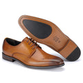2024 Vintage Waterproof Durable Casual Comfortable Lace-up Genuine Leather Brogues Derby Shoes for Men
