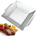 Grill Bbq Basket Wok  Stainless Steel Steak Oven Vegetable  Bbq Roasting Pan for Camping Kitchen
