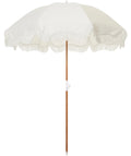 Business Design Wholesale Sales ECO-Friendly Wooden Material Parasol Striped Umbrellas Fringed Beach With Logo//