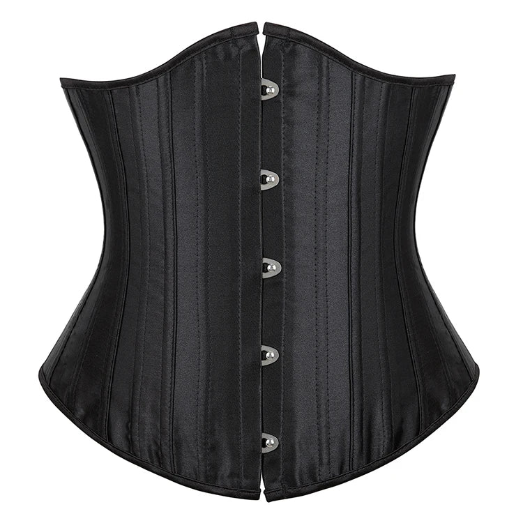Women Satin Cupless Bustier Beige Brown Black 26 Steel Bones Tummy Control Body Shaping Eco-Friendly Waist Training Underbust