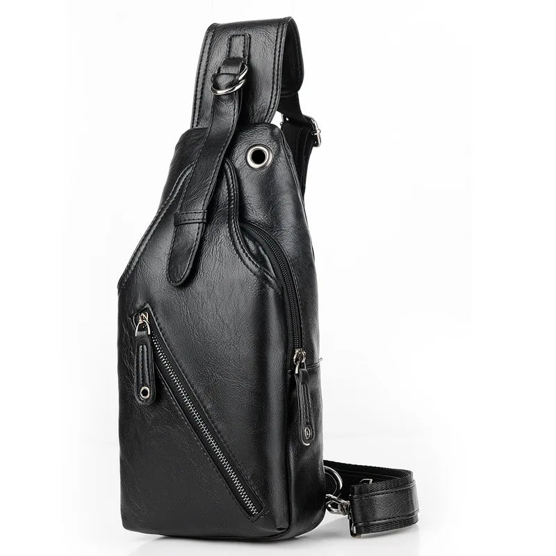Twinkle Factory Mens Leather Shoulder Bags Multifunctional Crossbody Chest Messenger Bag With Custom Logo