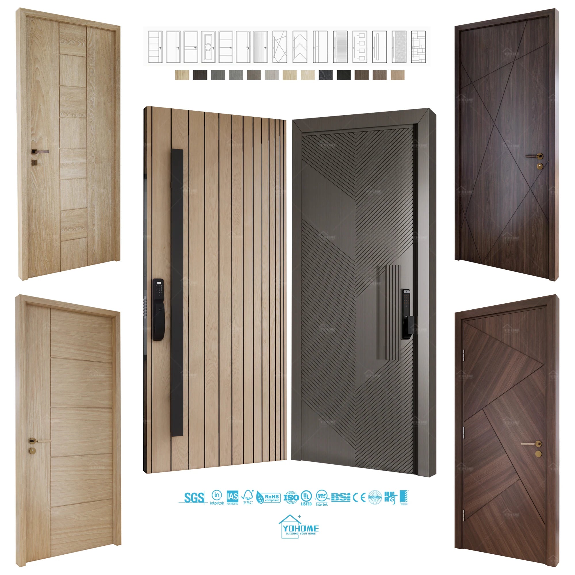 American Top Designer Front Entry Doors Big Main Entrance Doors for Houses Exterior Wooden Pivot Door Modern