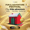 Wholesale Customized 3mx3m 210D Oxford Cloth Waterproof Christmas Santa House Tent Outdoor Festival Inflatable Santa Grotto for