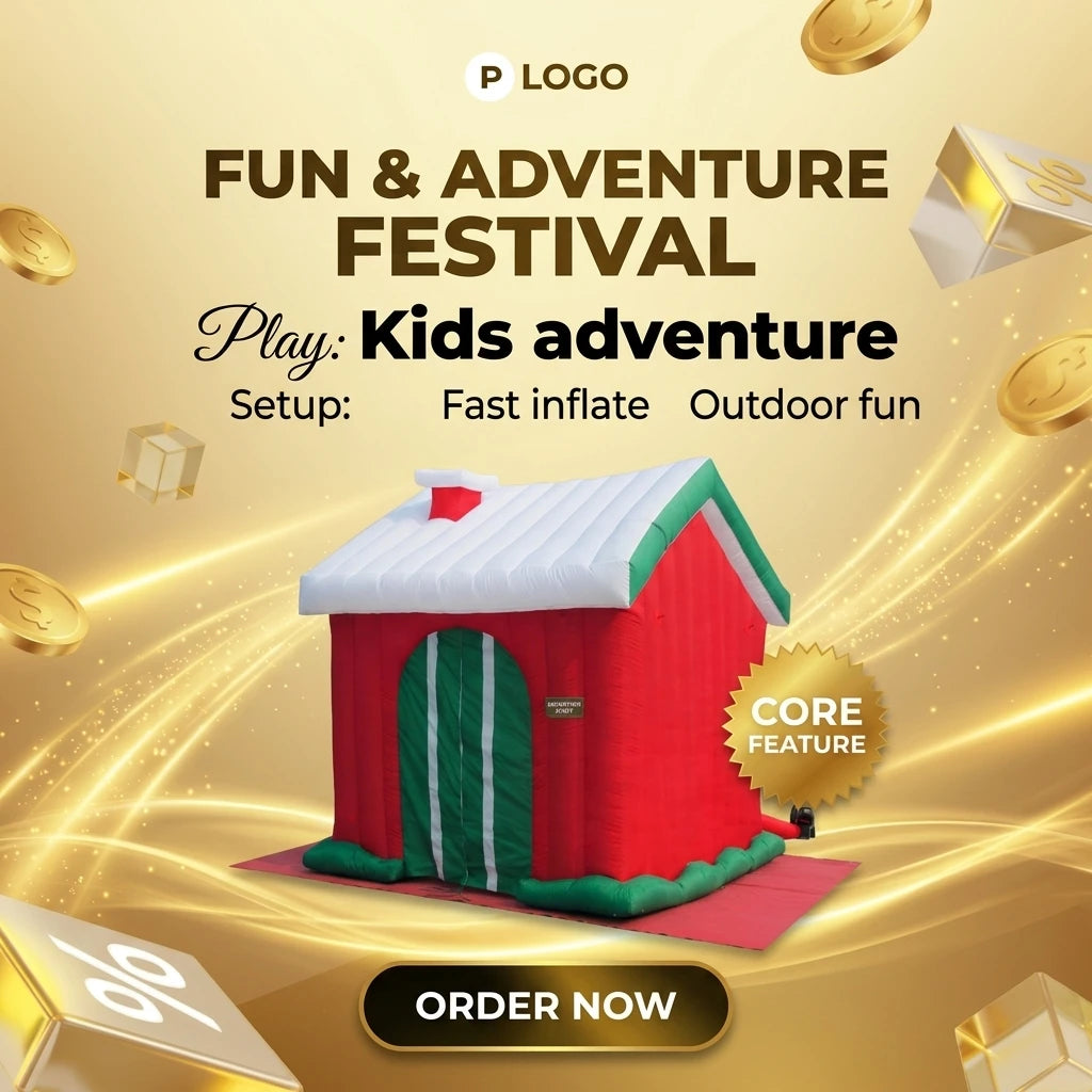 Wholesale Customized 3mx3m 210D Oxford Cloth Waterproof Christmas Santa House Tent Outdoor Festival Inflatable Santa Grotto for