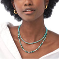 Luxury Bohemian Handmade Natural Stone Necklace Beaded with Luxury Crystal Turquoise Gemstone Pearl Chains