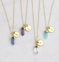 Zooying Personalized Crystal   Pendant  Raw Birthstones Custom Topaz Healing Crystal Stone Necklace  Gemstone  Jewelry