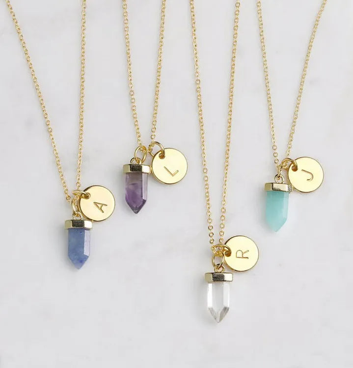 Zooying Personalized Crystal   Pendant  Raw Birthstones Custom Topaz Healing Crystal Stone Necklace  Gemstone  Jewelry