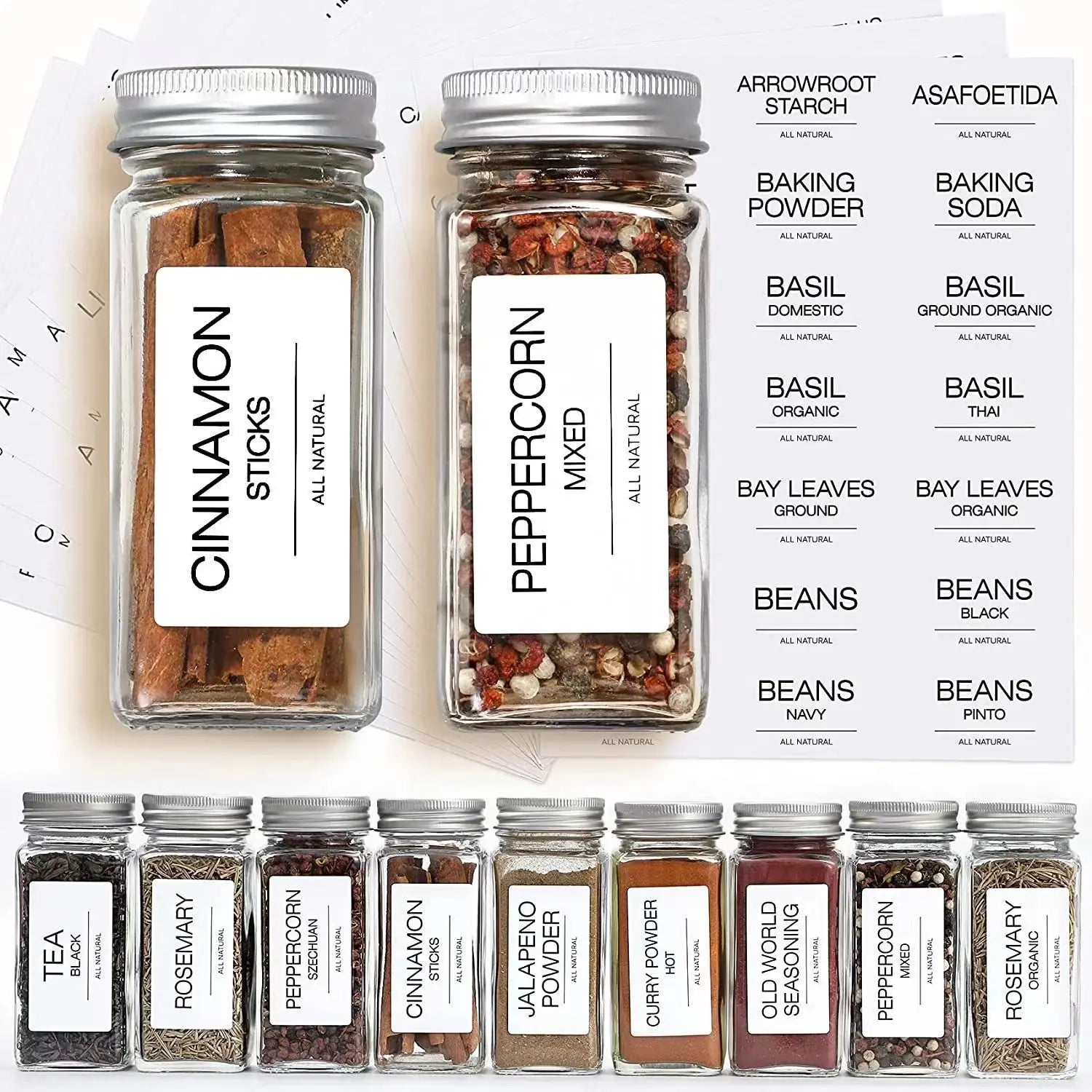 Hot Sale Waterproof Adhesive Food Round Square Custom Organic Pantry Spice Jar Sticker Label for Container