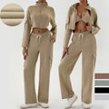 SHINBENE Women's 2Pcs Tracksuit Leisure Long Sleeve Zip up Jacket Long Pants Outfits Cargo Jogger Sweatsuit Sets