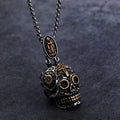 Gold Plated Gothic Punk Skull Jewelry Stainless Steel Silver Gold Virgin Mary Cross Religious Skull Necklace Pendant Charm